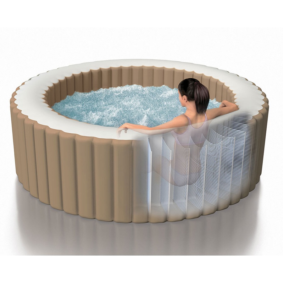 Intex 196cm Inflatable PureSpa Bubble 4 Person Outdoor Hot Tub/Pool Beige