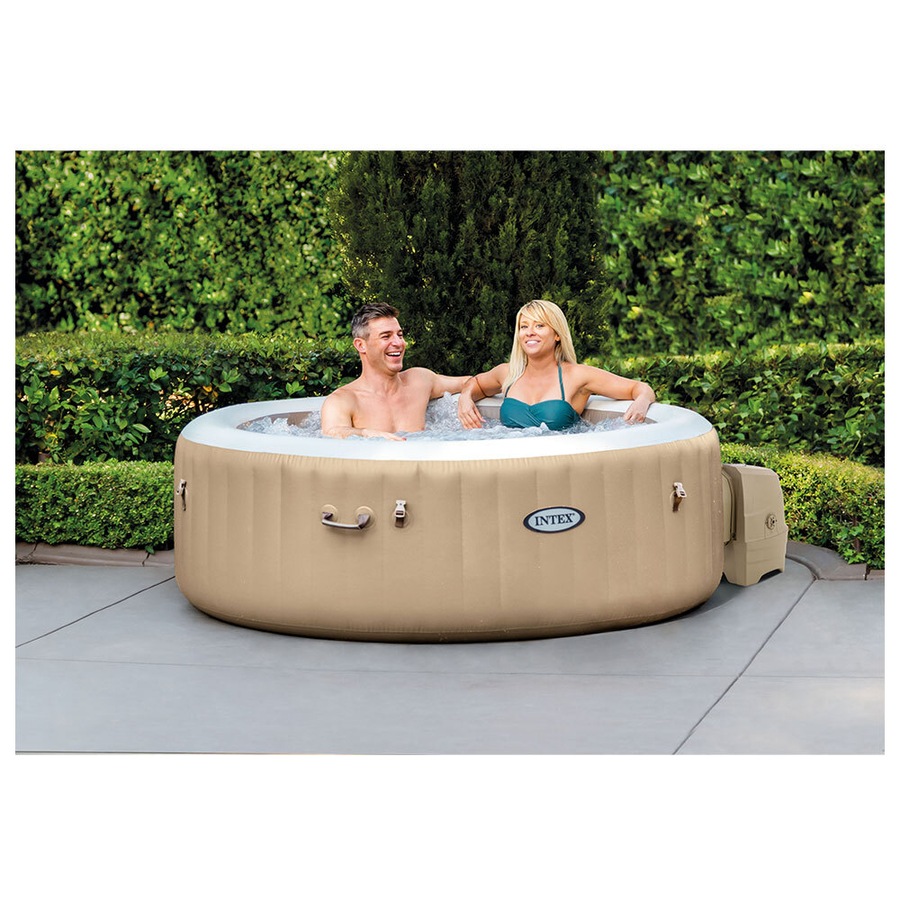 Intex 196cm Inflatable PureSpa Bubble 4 Person Outdoor Hot Tub/Pool Beige