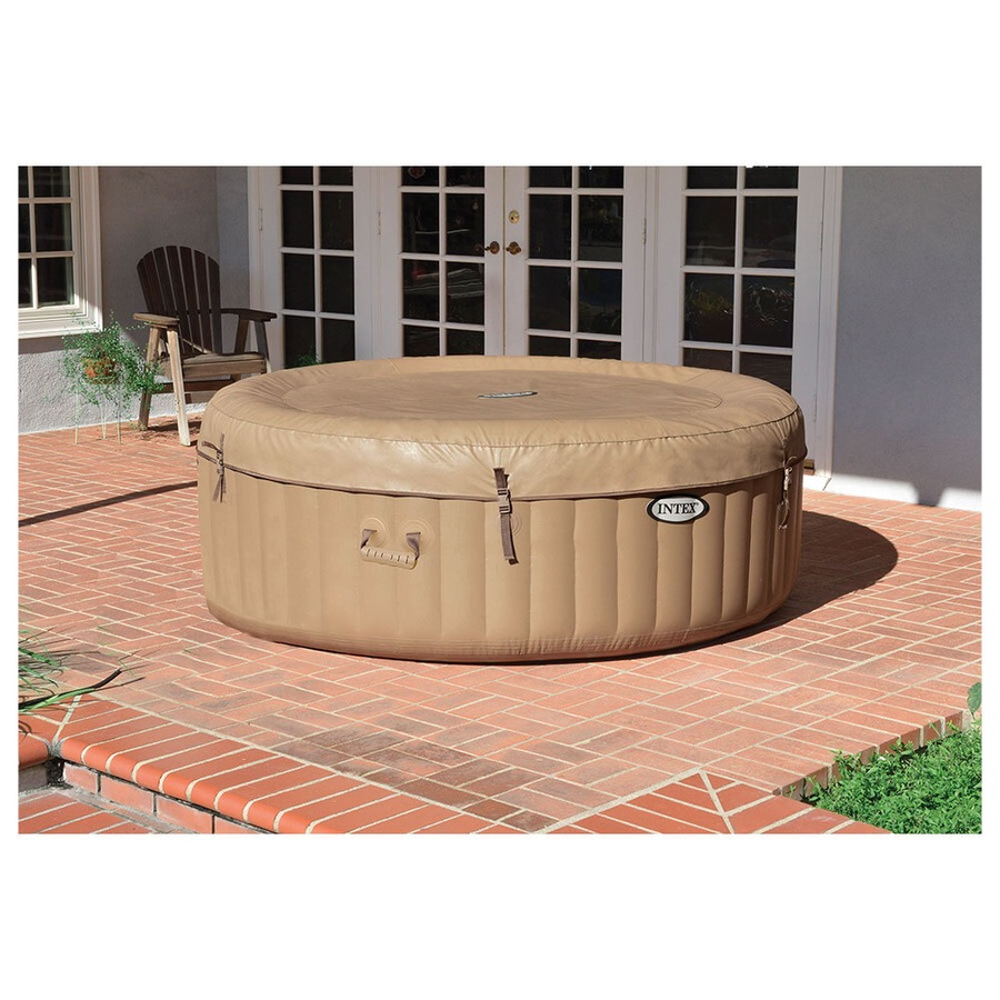 Intex 196cm Inflatable PureSpa Bubble 4 Person Outdoor Hot Tub/Pool Beige