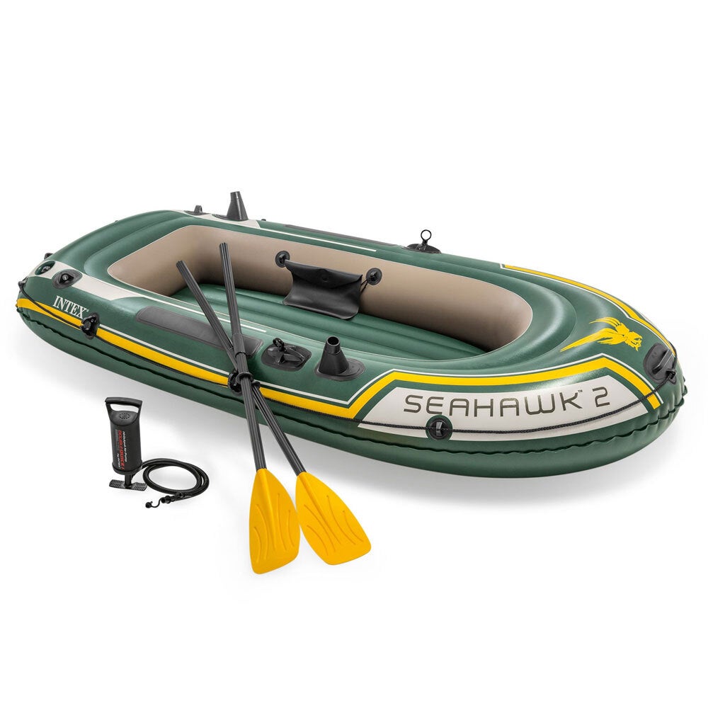 Intex 236cm Seahawk 2 Inflatable/Floating Sports Boat w/ Oars/Hand Pump Green