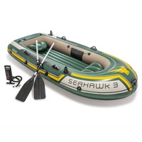 Intex 295cm Seahawk 3 Inflatable/Floating Sports Boat w/ Oars/Hand Pump Green