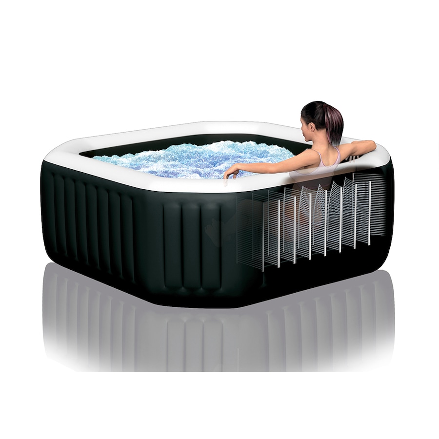 Intex PureSpa 218cm Jet & Bubble Deluxe Spa Set Above Ground Pool Tub Black