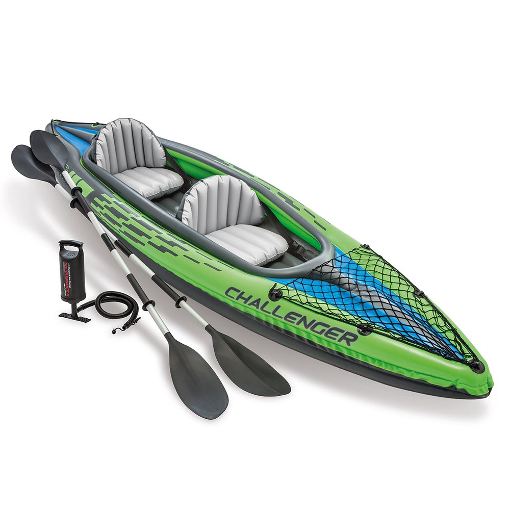 Intex Sports Challenger K2 Inflatable Kayak 2 Seat Floating Boat Oars River/Lake