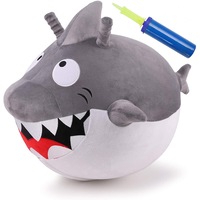 iPlay iLearn 33cm Bouncy Shark Plush Inflatable Ride-On Kids Play Toy 18m+ Grey