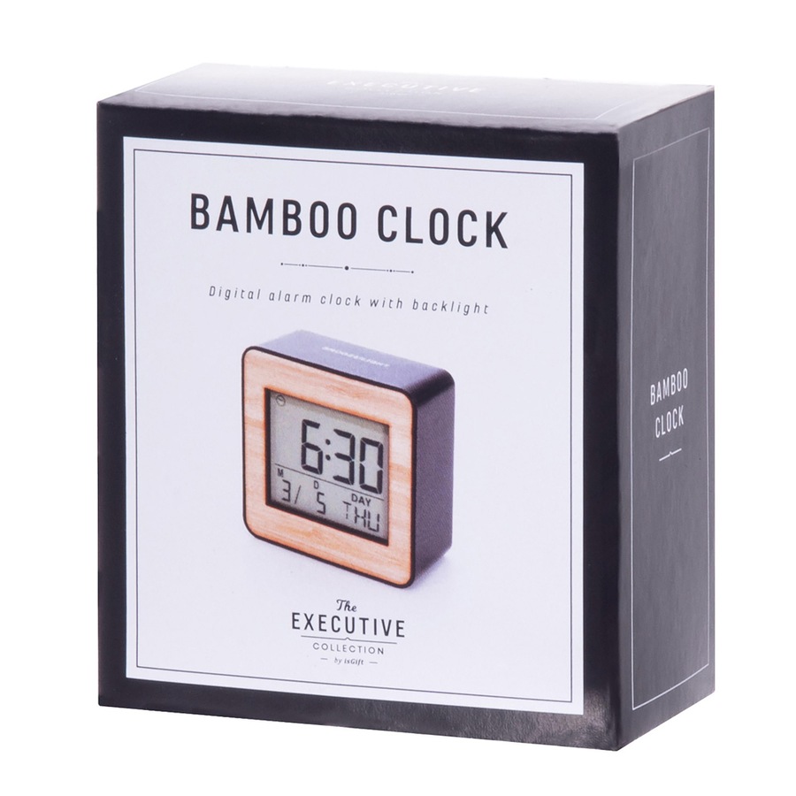 Is Gift Executive Collection Bamboo Digital Alarm Clock Calendar Black/Natural