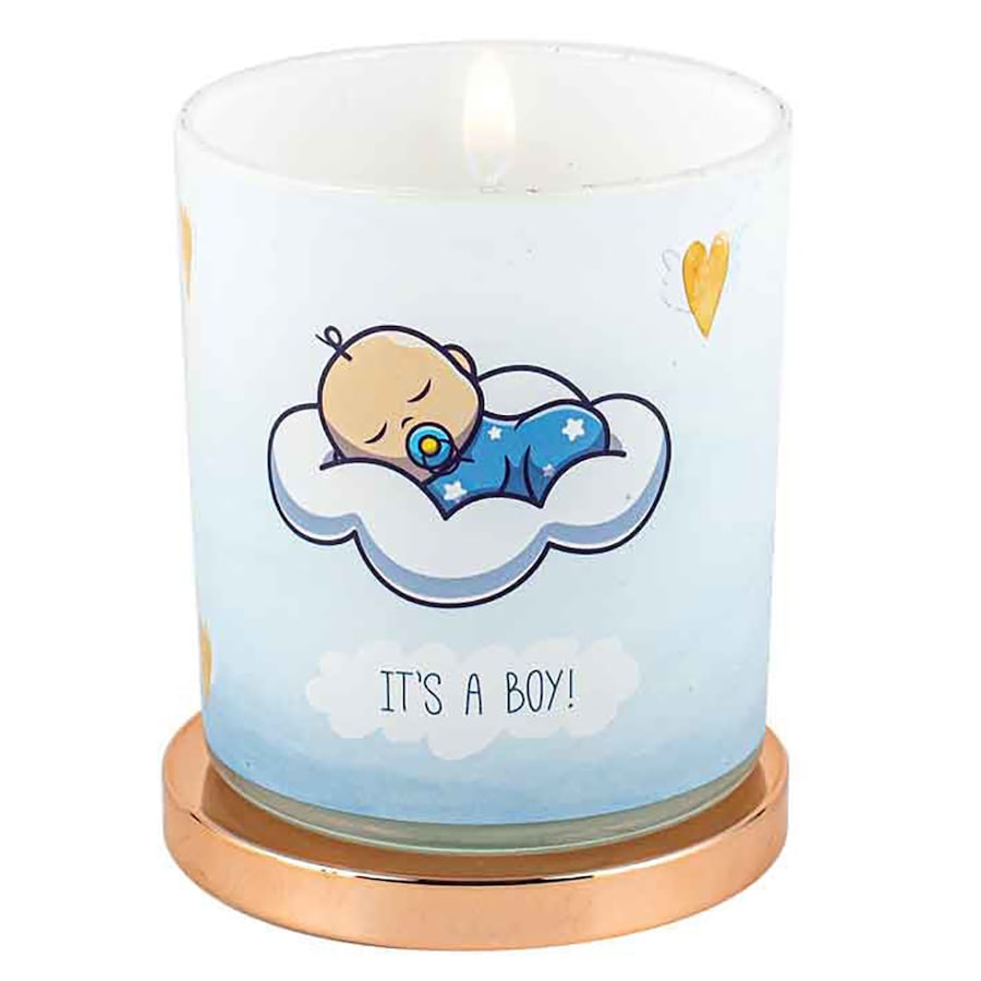 Its A Boy Birth Candle Vanilla scented 45hr Burn Time 9 x 8cm Keepsake Gift Set