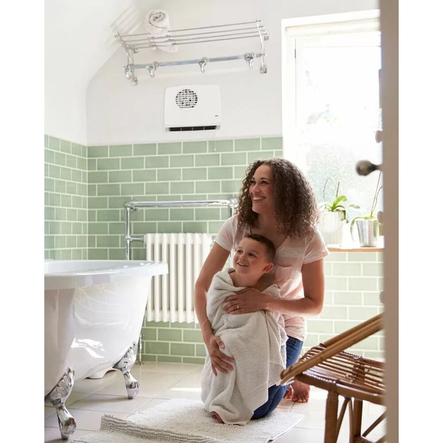 IXL Winflow 2400W ABS Wall Mounted Bathroom Fan Heater 240V 25.5x25cm White