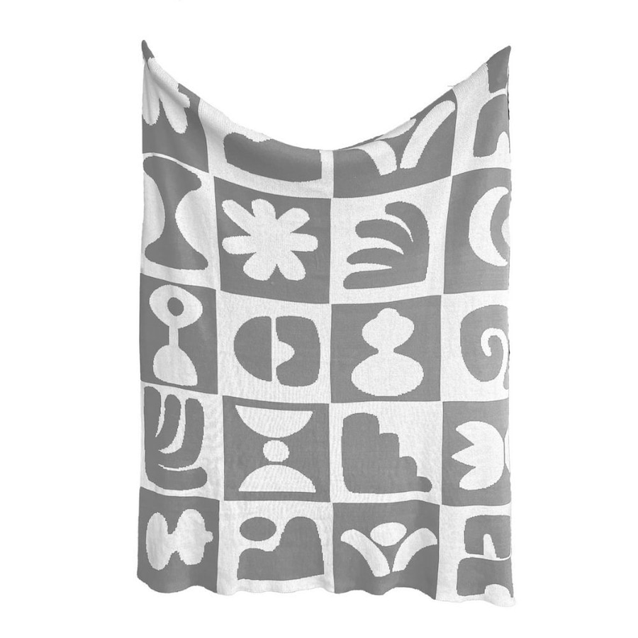 J.Elliot Home Abstract Knitted Cotton Throw Home Decor 130x170cm Taupe/Ivory