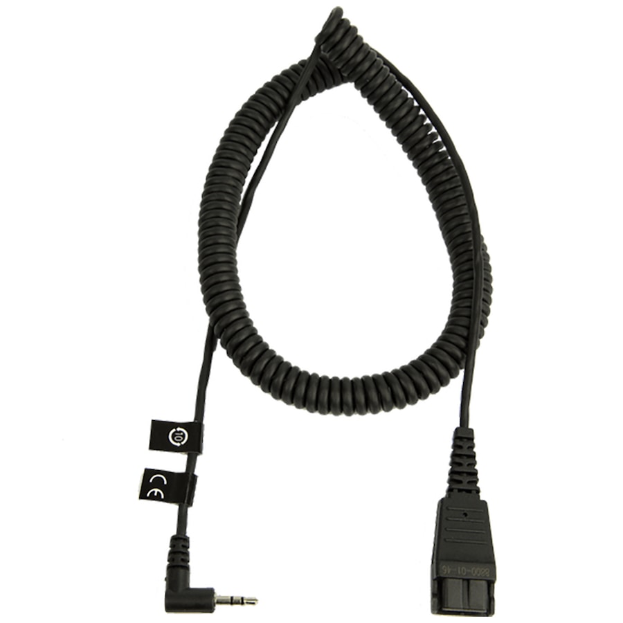 Jabra QD To 2.5mm Coiled Cord/Cable/Connector 2m For Headset/Handset Black