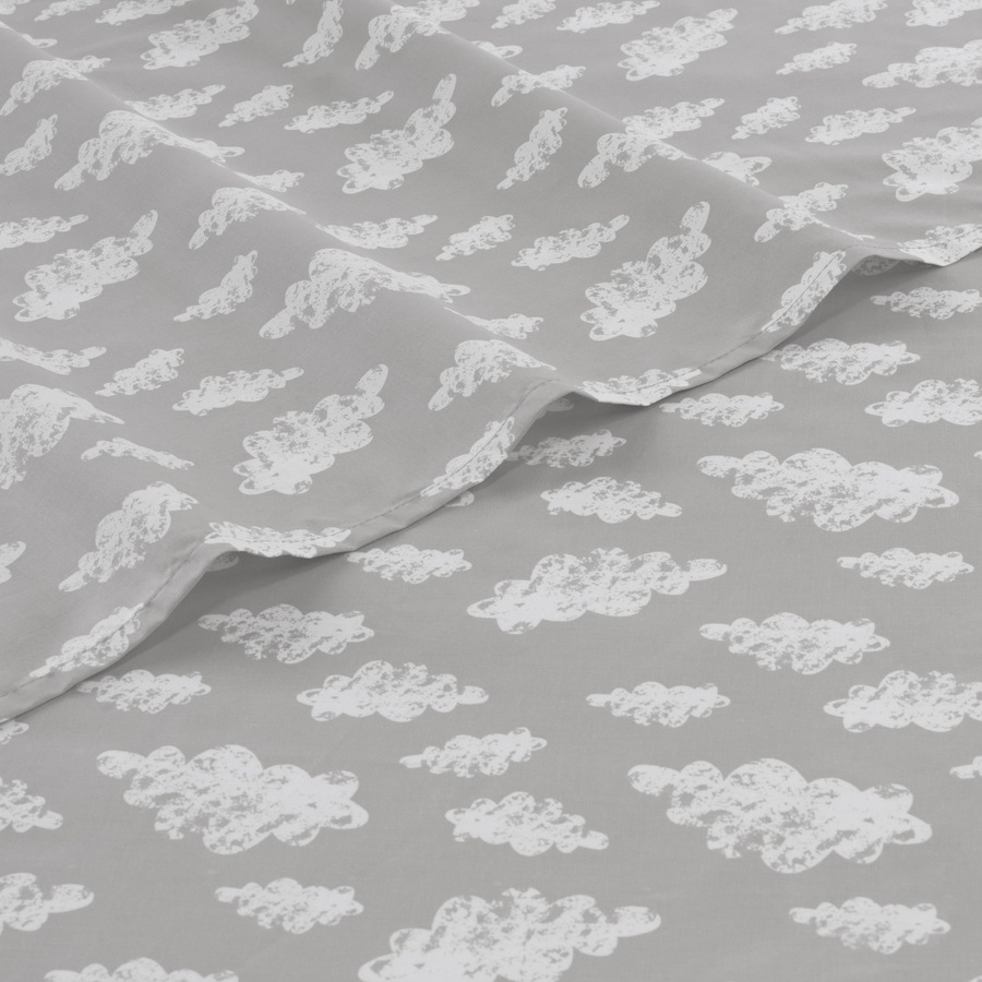 Jelly Bean Kids Clouds Single Bed Sheet Set Bedding Cover w/ Pillowcase Grey