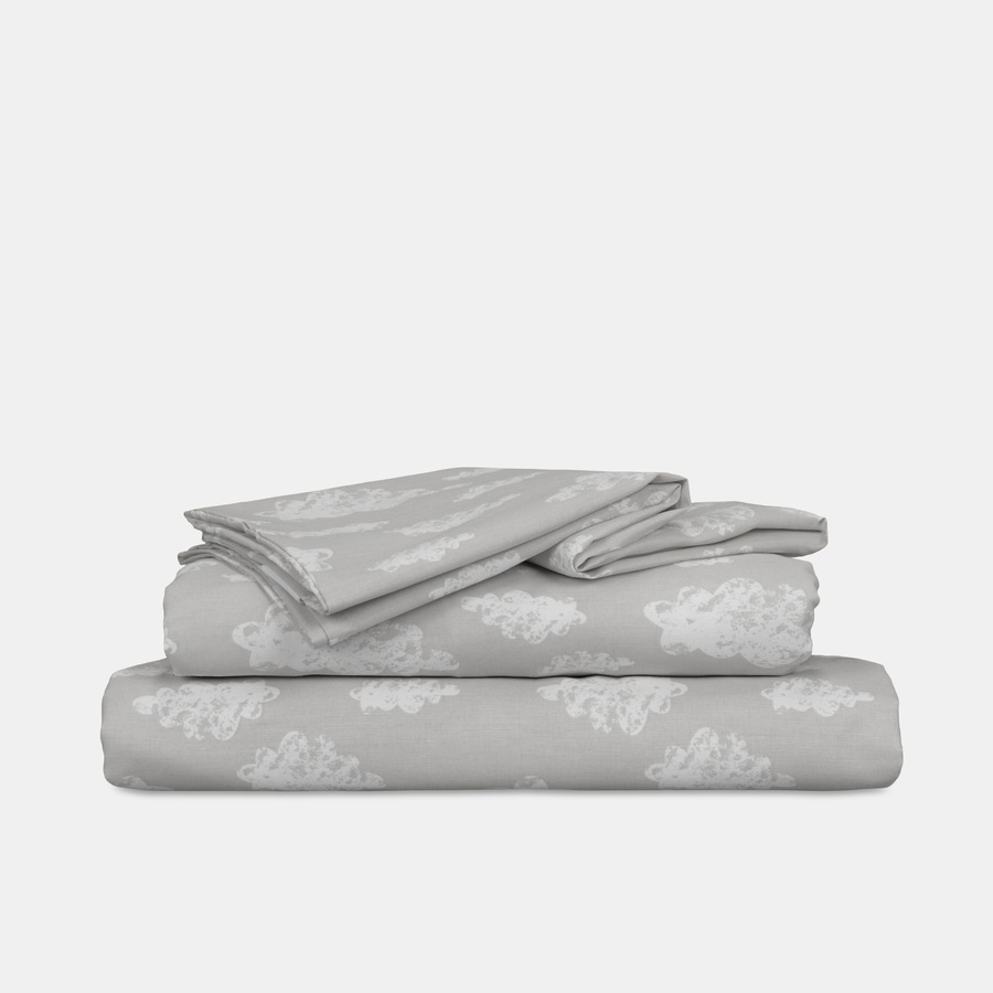 Jelly Bean Kids Clouds Single Bed Sheet Set Bedding Cover w/ Pillowcase Grey