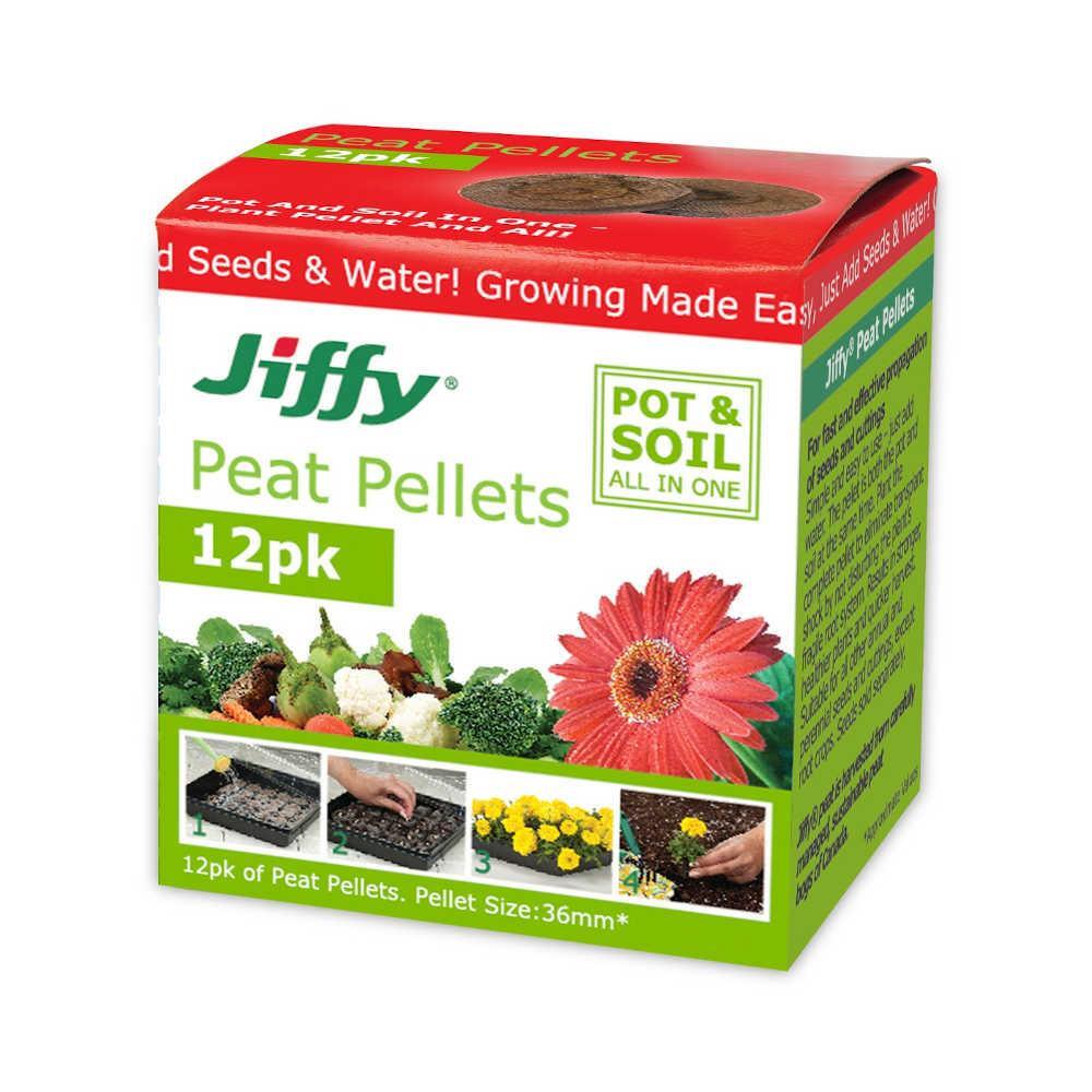 Jiffy 36mm Propagation Peat 12 Pellets Growing Hydroponics Plugs f/ Medium Seeds