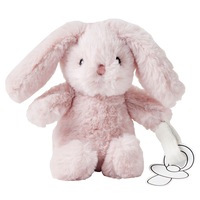 Jiggle & Giggle Polyester 16cm Bunny Dummy/Pacifier Clip Plush Toy Pink 0m+