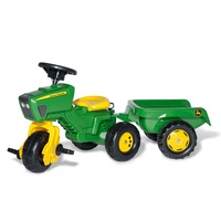 John Deere 102cm Rolly Play Pedal Trike/Tricycle Kids Vehicle w/ Trailer/Loader