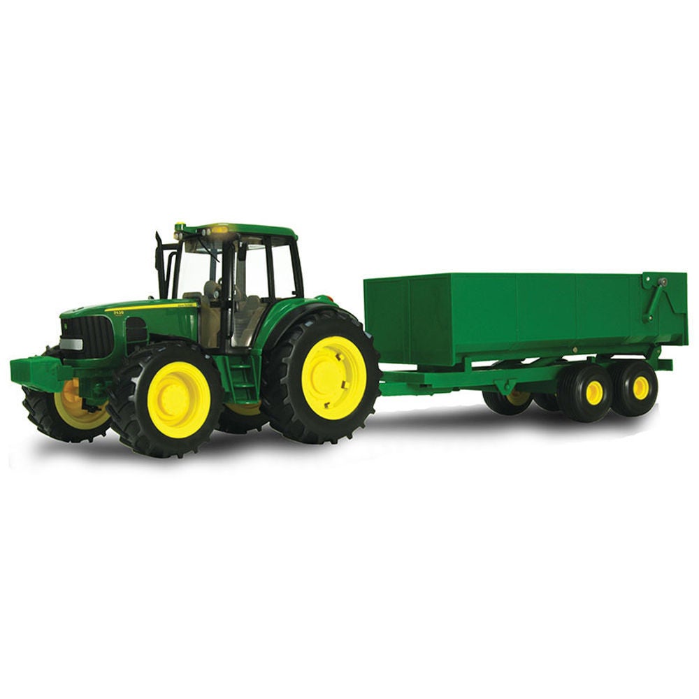 John Deere Big Farm 2 Piece Tractor Wagon Vehicle Model Play Toy 1:16 Scale Kids