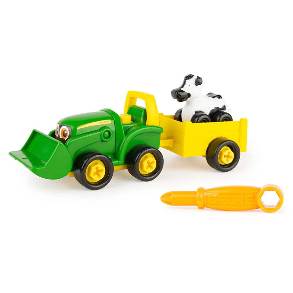 John Deere Build A Buddy Scoop Tractor Kids Vehicle Toy w/ Wagon 3y+ GRN