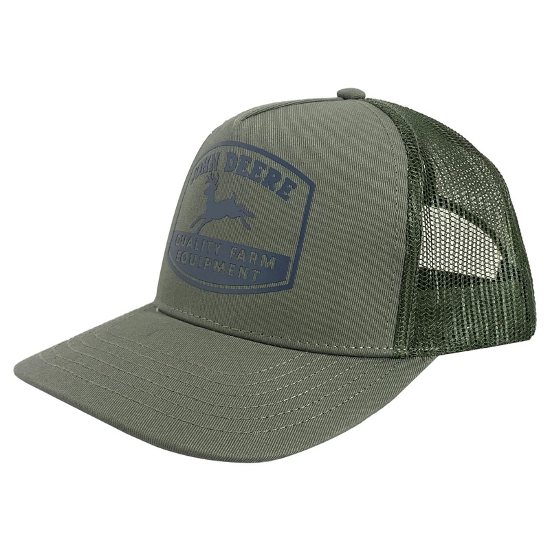 John Deere Twill Trucker Hat – Mesh Back Baseball Cap In Ivory/Teal, One Size Fits Most