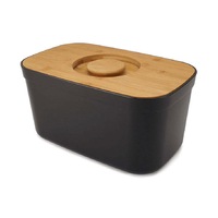 Joseph & Joseph 37cm Bread Bin Storage Container w/ Cutting Board Lid Black