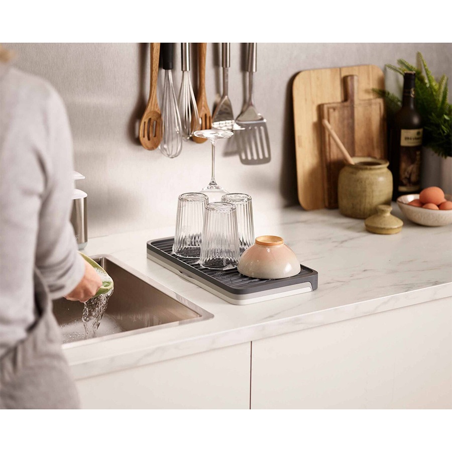 Joseph & Joseph 46cm Tier Expandable Glass/Dish Draining Mat Storage Holder Grey