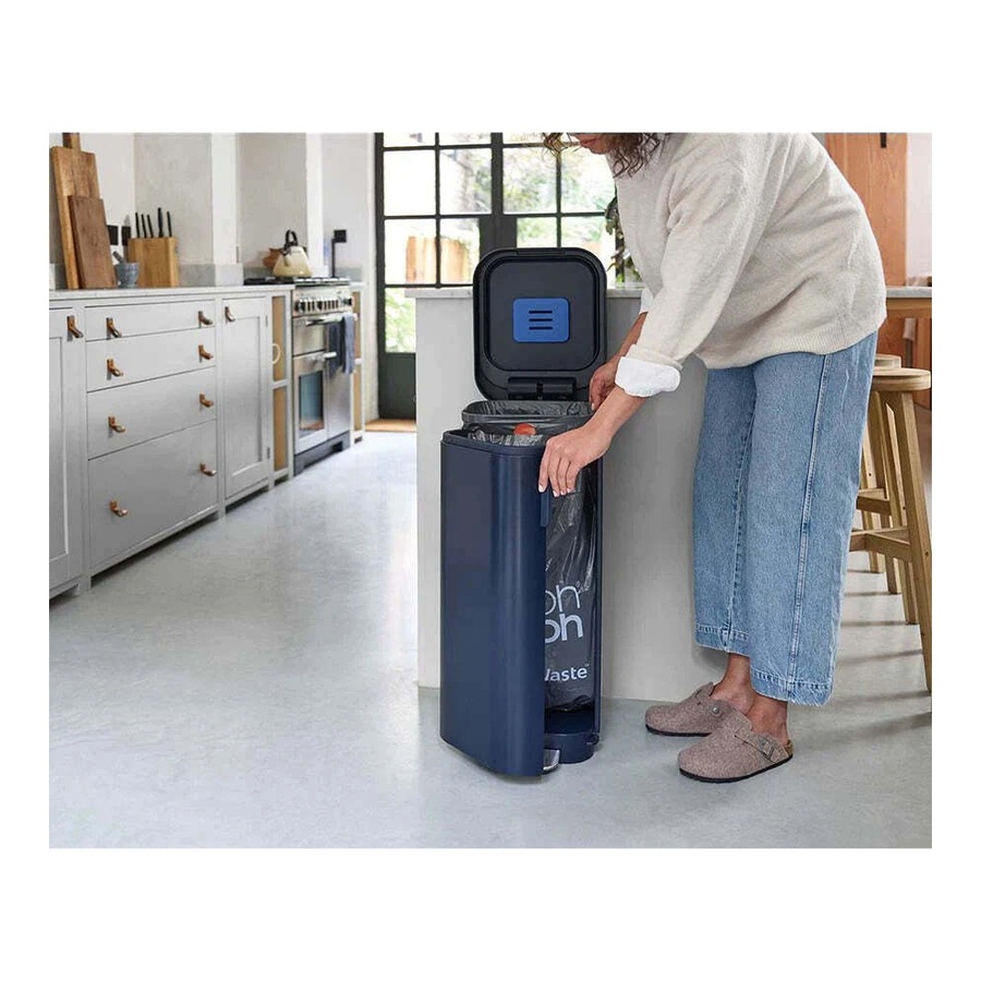 Joseph Joseph Porta 40L/99cm Pedal Bin Garbage Rubbish Trash Can Midnight Blue