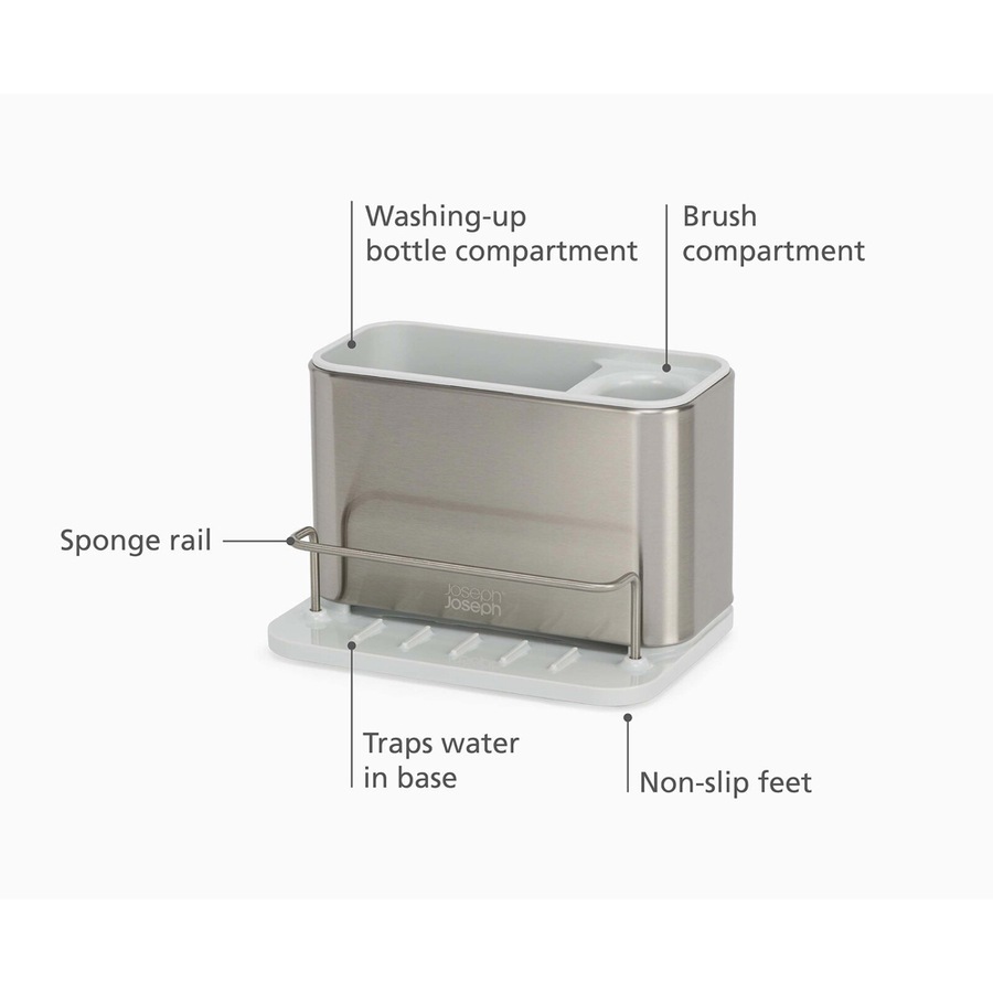 Joseph Joseph Surface Stainless Steel Sink Tidy Organiser 18x13cm Light Stone