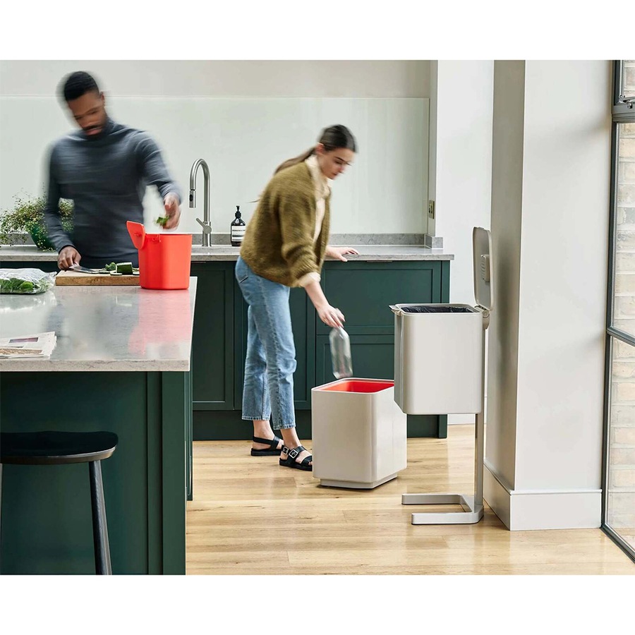 Joseph & Joseph Totem Max 60L Waste & Recycling Bin Garbage Storage w/ Lid Stone