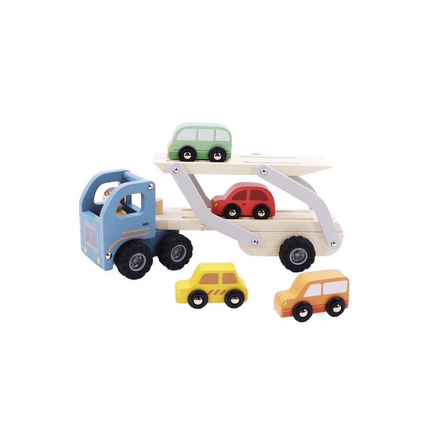 Buy Kaper Kidz Wooden Car Carrier Kids Toy Set Fit Up to 4 Cars 18m ...