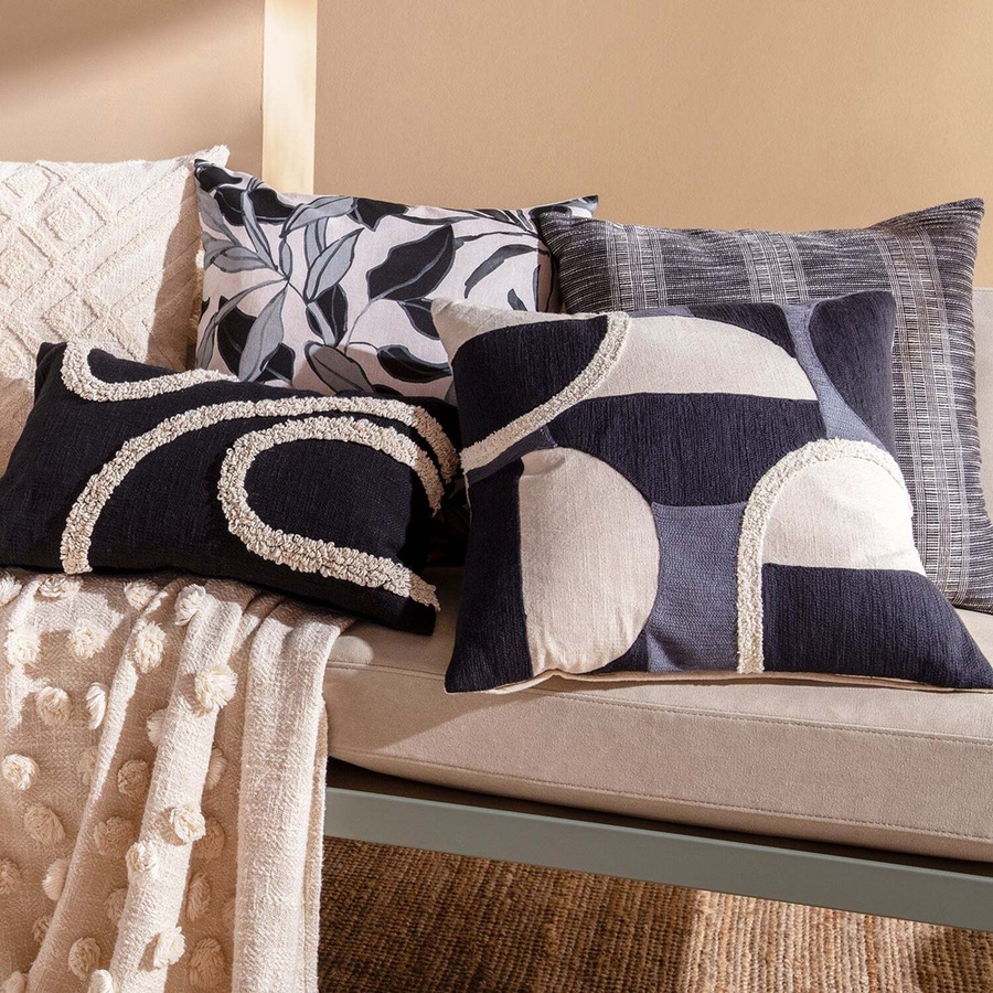 Kas Australia Madi Filled Cushion/Throw Pillow Home Decor Sqr 50x50cm Black