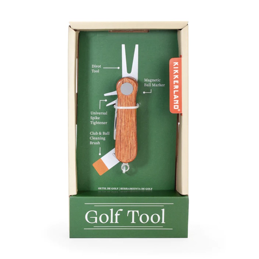 Kikkerland Golf Stylish Wooden Stainless Steel Multifunction/Multi Tool Set