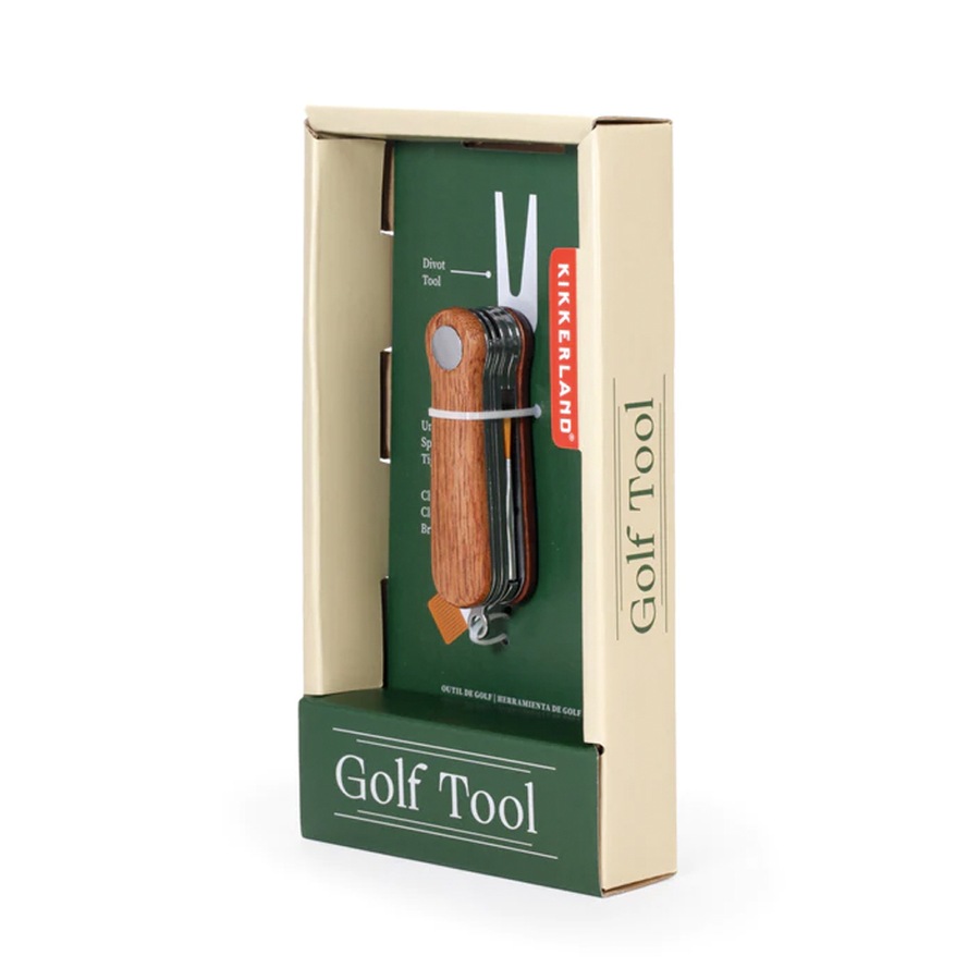 Kikkerland Golf Stylish Wooden Stainless Steel Multifunction/Multi Tool Set
