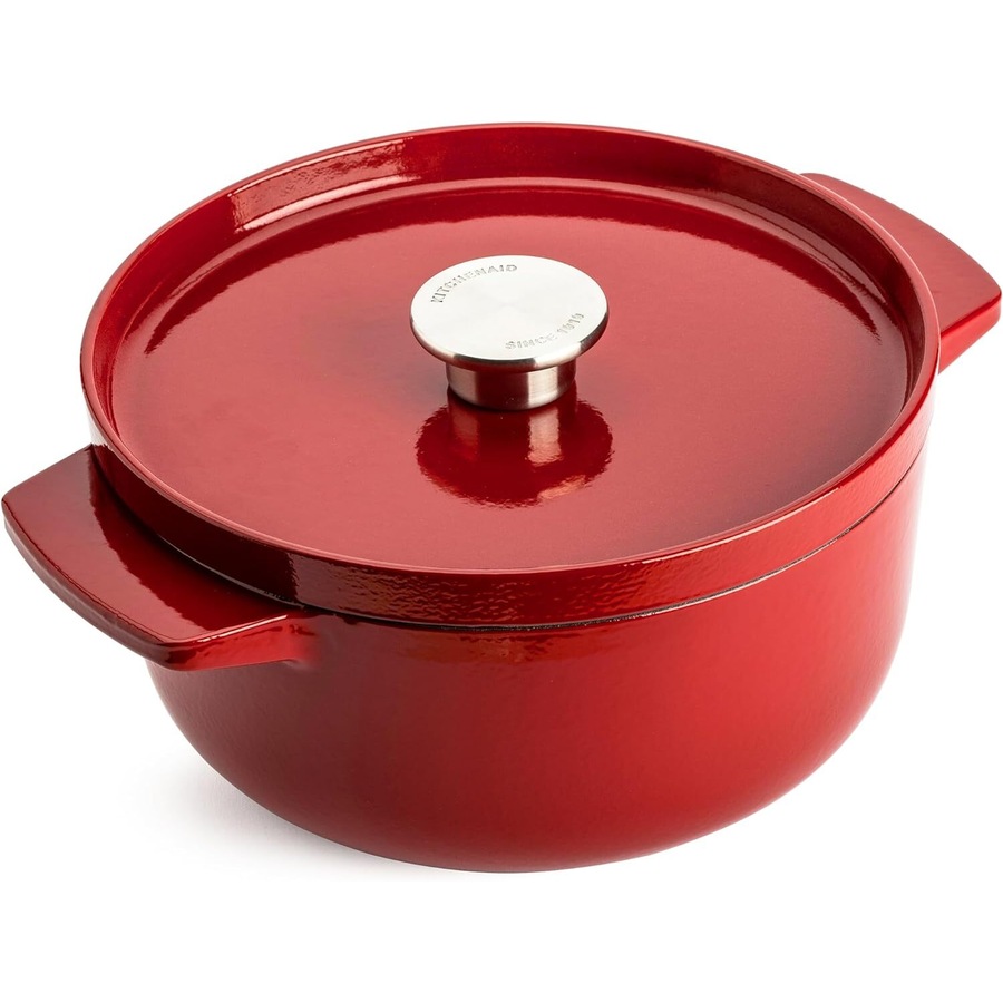 KitchenAid Cast Iron Durable Casserole Pot Home Cooking 22cm/3.3L Empire Red