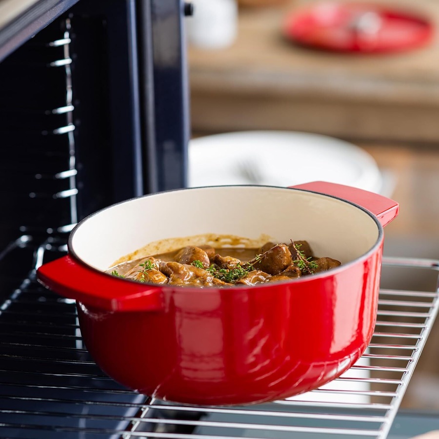 KitchenAid Cast Iron Durable Casserole Pot Home Cooking 22cm/3.3L Empire Red