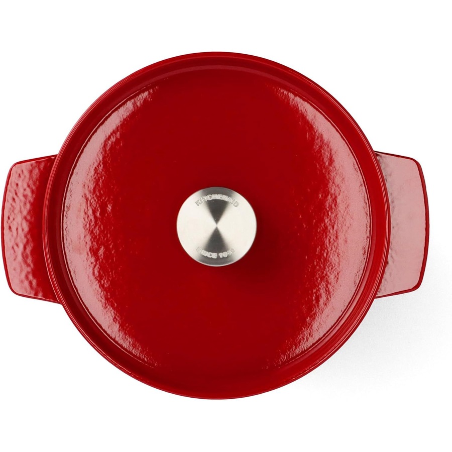 KitchenAid Cast Iron Durable Casserole Pot Home Cooking 22cm/3.3L Empire Red