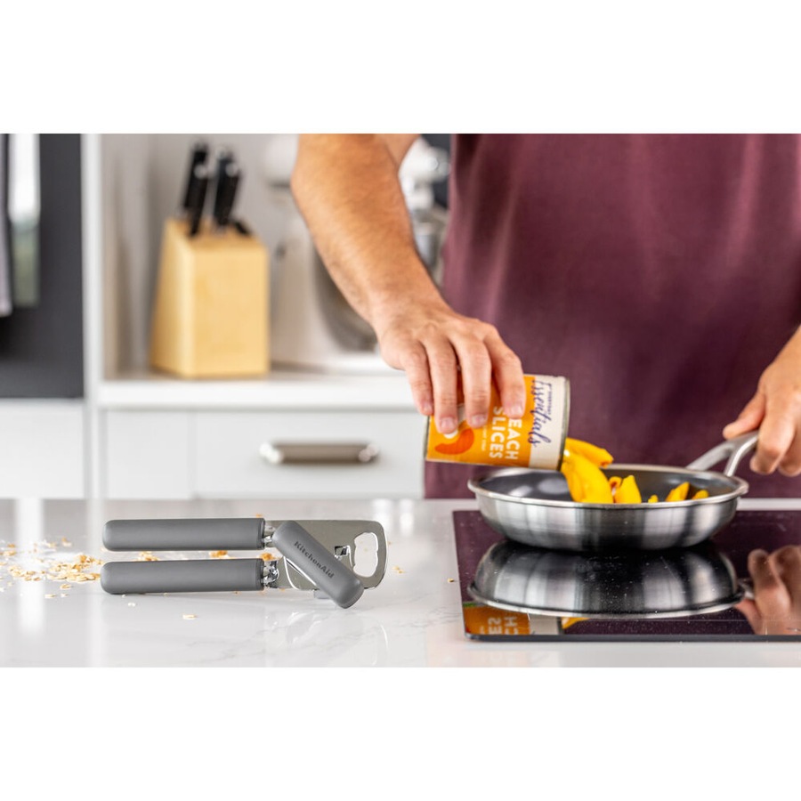 KitchenAid Classic Multifunction Can Opener Kitchen Tool w/Bottle Charcoal Grey