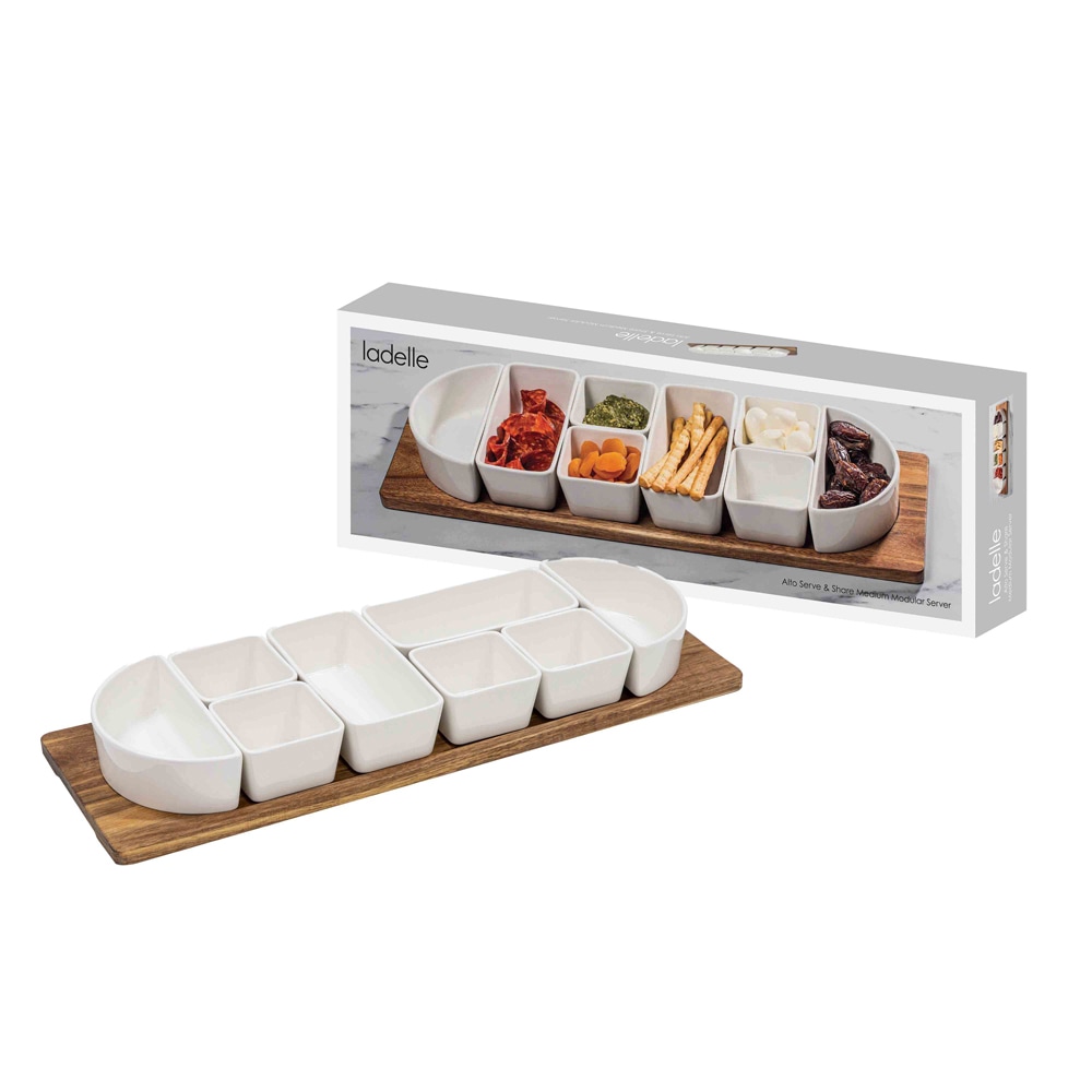 Buy Ladelle Alto Serve & Share Porcelain/Wood Modular Server Medium ...