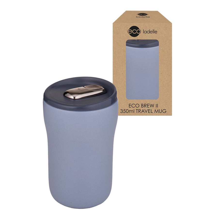 Ladelle Eco Brew II Double Wall Ceramic 350ml Travel Mug/Tumbler Dusty Blue