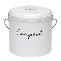 Ladelle Eco Compost Bin w/ Charcoal Filter/Lid Galvanized Steel/Plastic White