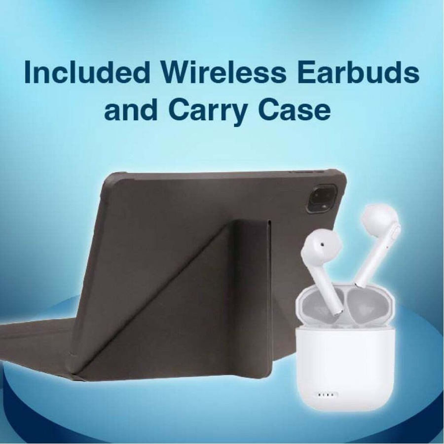 Laser 10'' Android 13 Tab/Tablet w/ Earbuds & Case Set 4G HD IPS 128GB Black