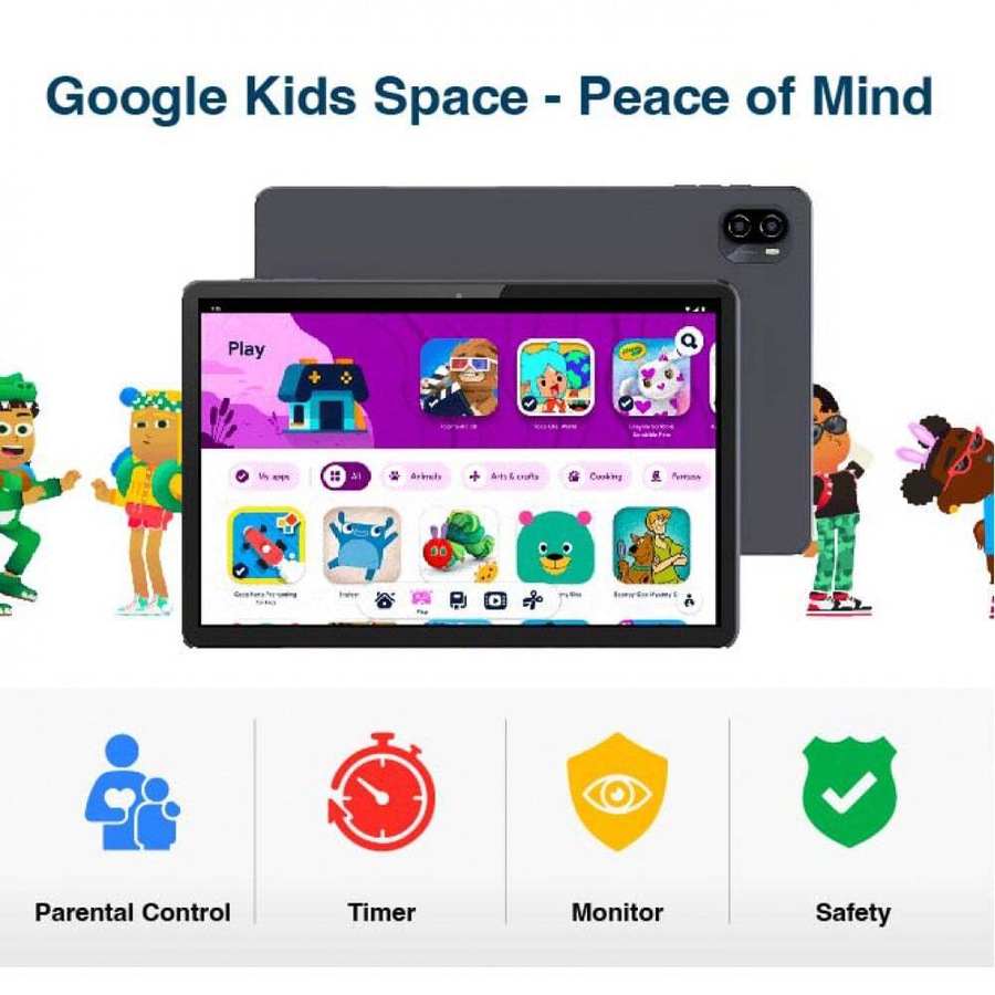 Laser 10'' Android 13 Tab/Tablet w/ Earbuds & Case Set 4G HD IPS 128GB Black