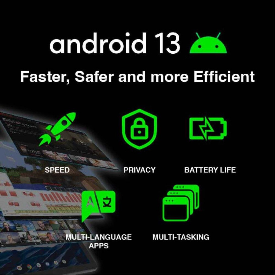 Laser 10'' Android 13 Tab/Tablet w/ Earbuds & Case Set 4G HD IPS 128GB Black