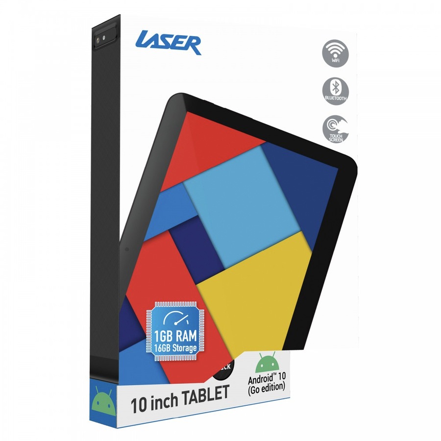 Laser 10 Inch Android Quad Core Smart Tablet 16G Onyx Black HD Resolution