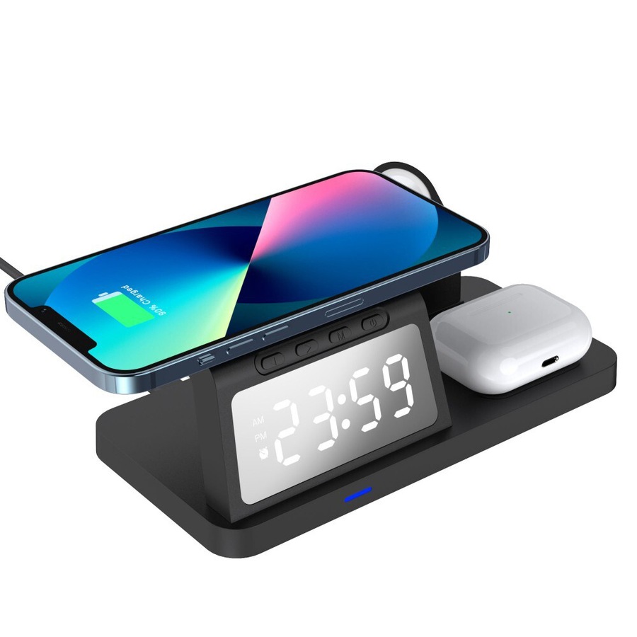 Laser 3in1 Wireless Charging Station/Alarm Clock For Apple Watch/iPhone/AirPods