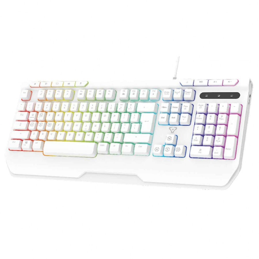 Laser Gaming LED Full Size Wired Keyboard MBK701 For PC/Laptop Computer White