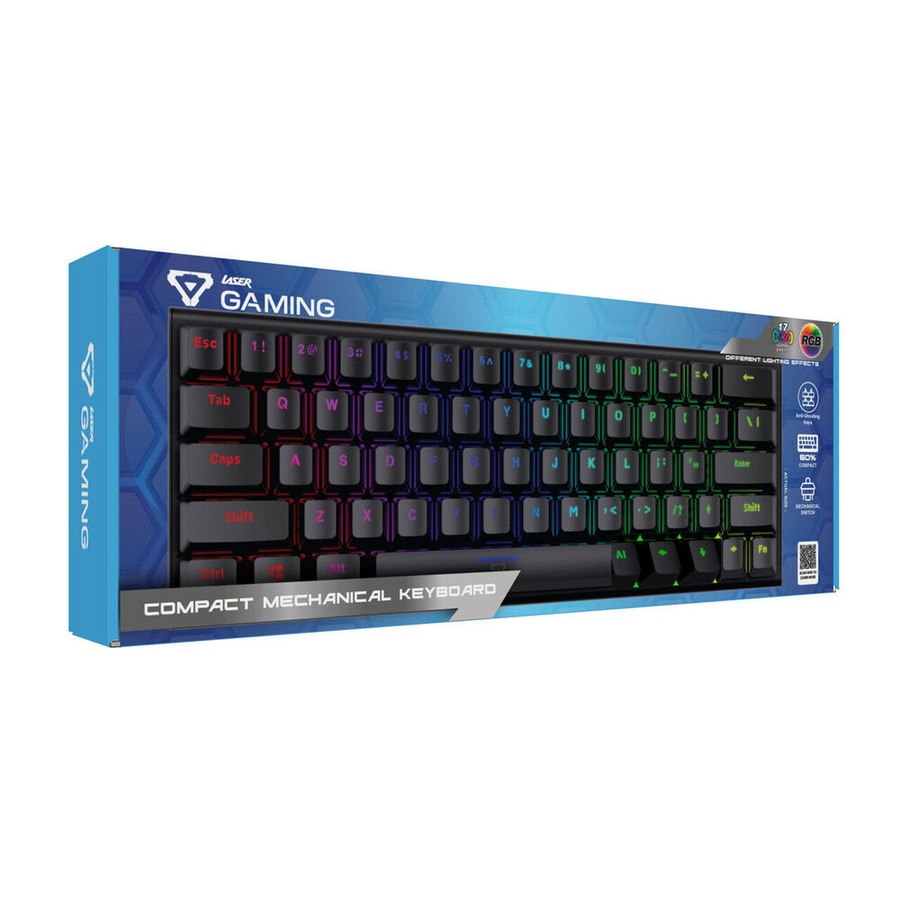 Laser Gaming Mini 88-Key RGB Mechanical Keyboard Compact Portable Black