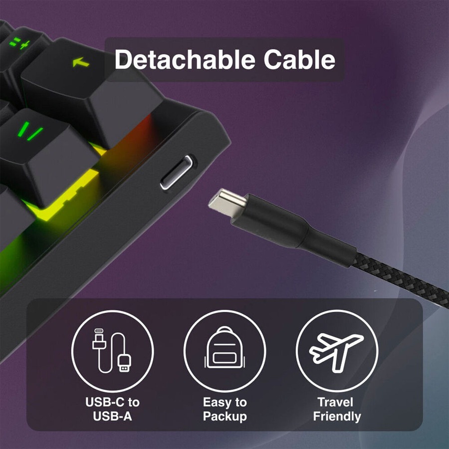 Laser Gaming Mini 88-Key RGB Mechanical Keyboard Compact Portable Black