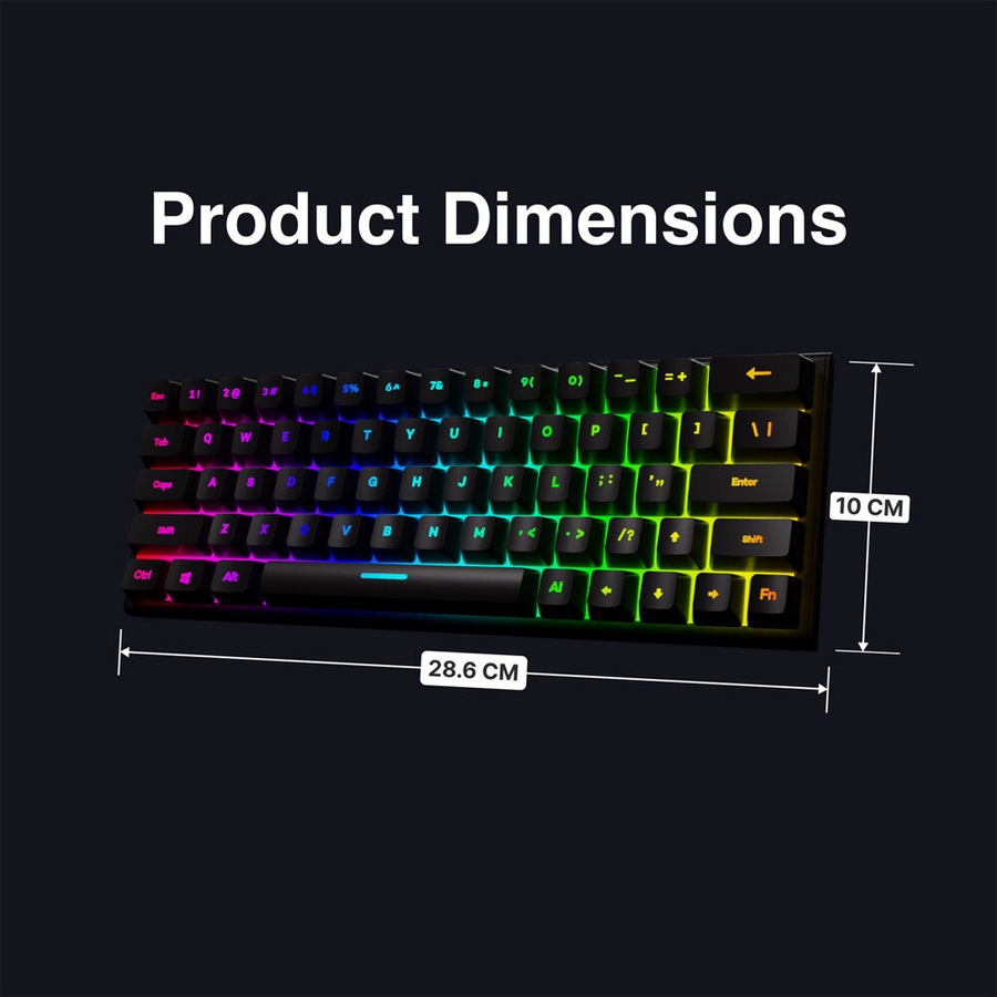 Laser Gaming Mini 88-Key RGB Mechanical Keyboard Compact Portable Black