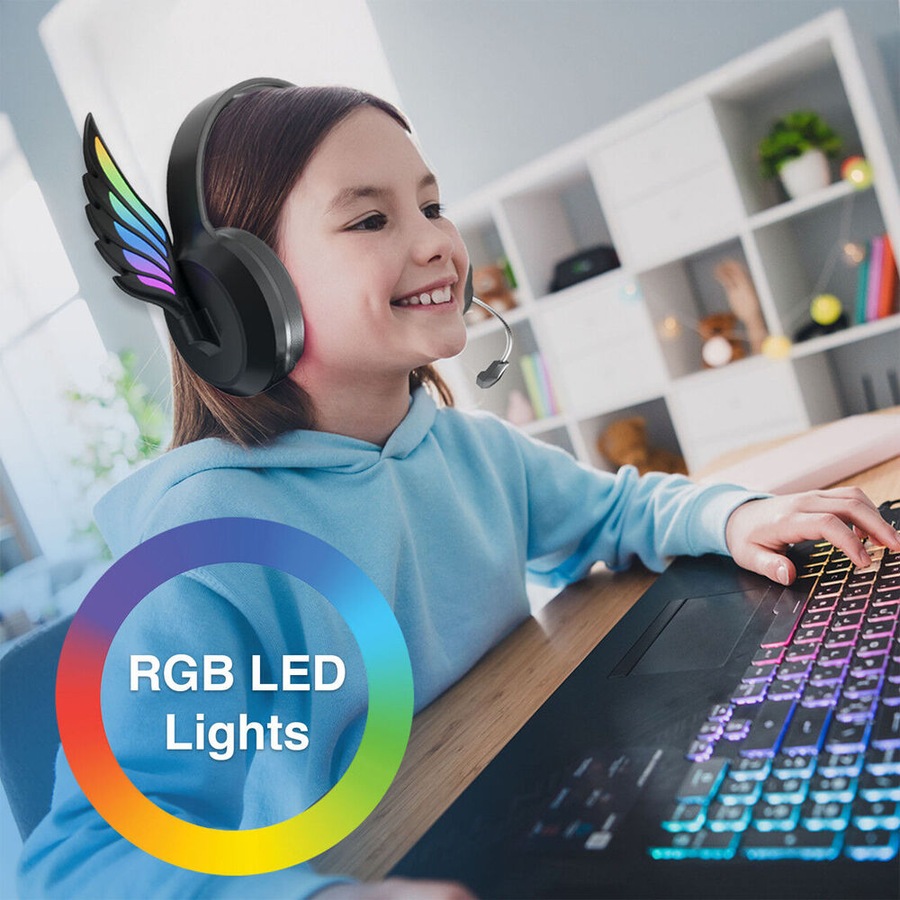 Buy Laser Kids Angel Wings RGB LED Bluetooth Wireless Headphones w ...