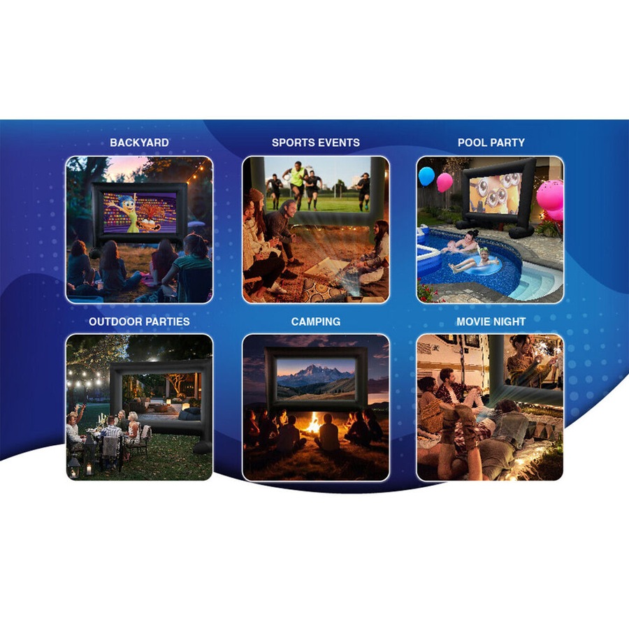 Laser Outdoor Full HD 1080p Portable Projector w/ 120in Inflatable Screen