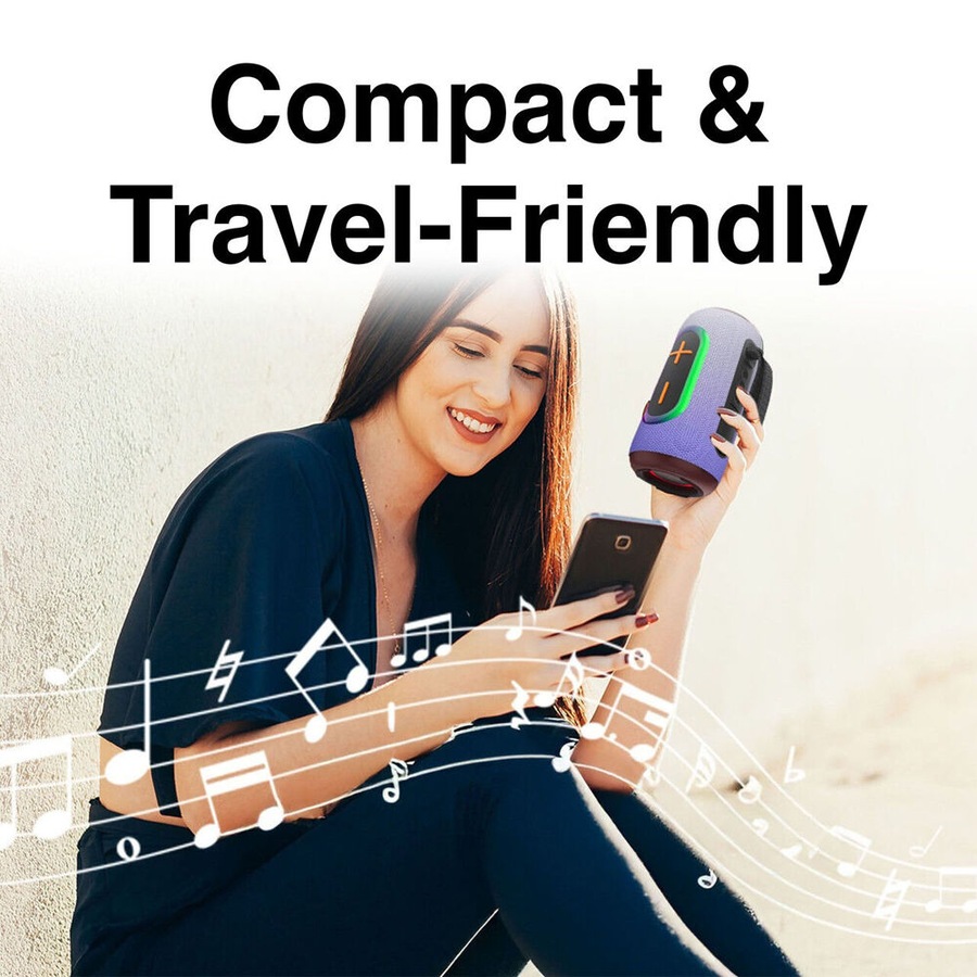 Laser Portable Bluetooth Wireless Pill Fabric Speaker RBG Light Future Dusk