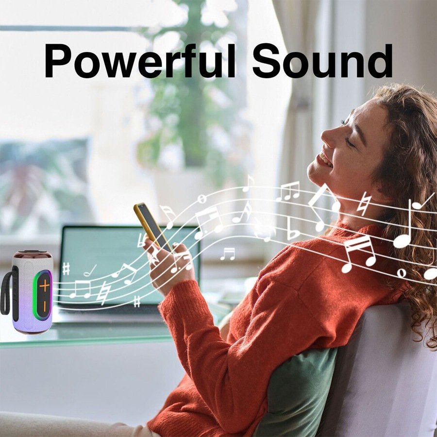 Laser Portable Bluetooth Wireless Pill Fabric Speaker RBG Light Future Dusk